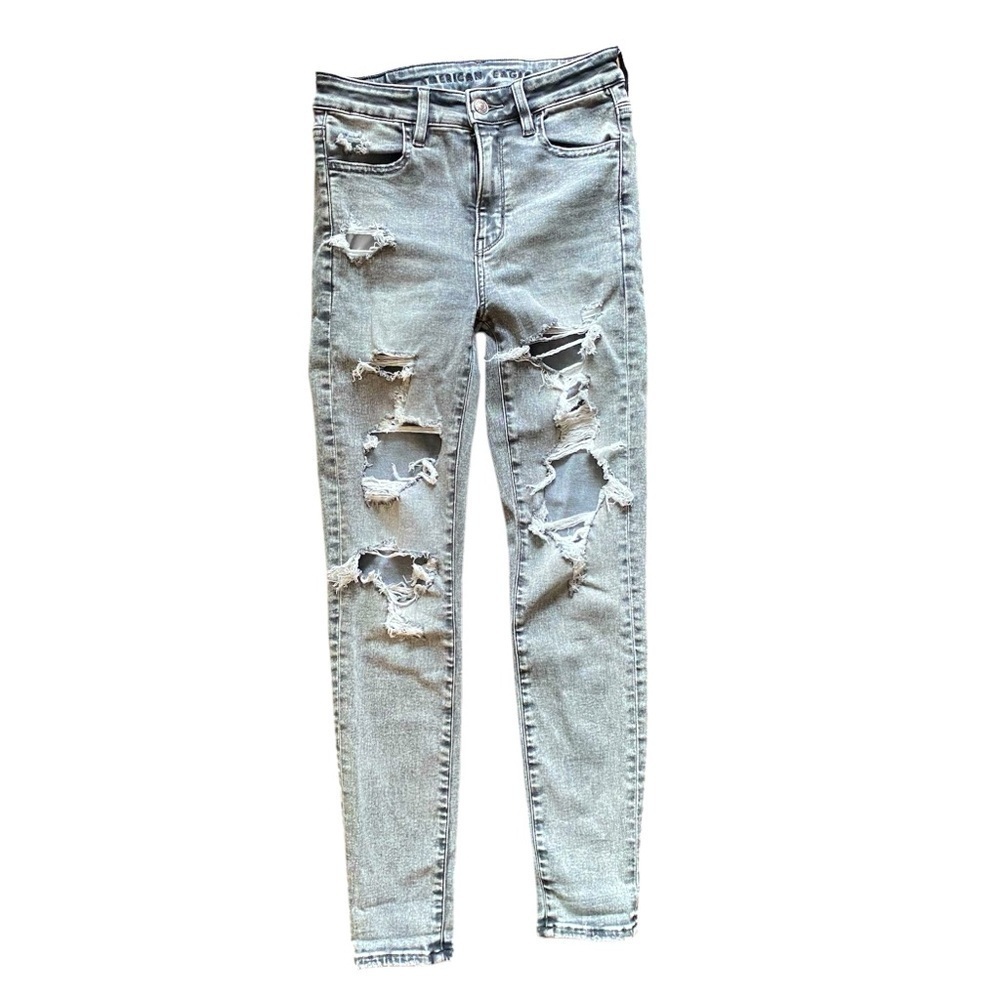 American Eagle Outfitters Blue Ripped Jeggings Size 0 Short